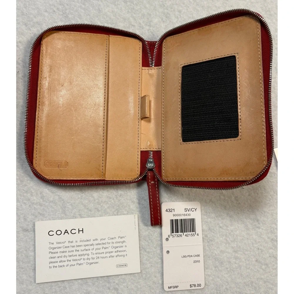 Coach 4321 Red Signature Embossed Leather Palm PDA Organizer Case Vintage